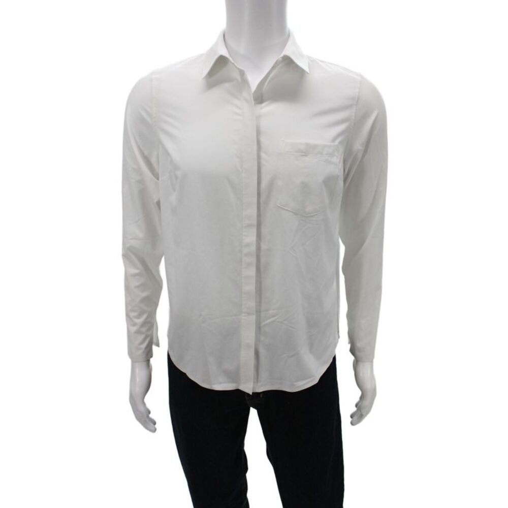 Athleta Mens Long Sleeve Collared Button-Down Shirt White Size S